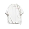 Algodón pesado estilo americano marca de moda hombro derecho manga corta mujer verano 2025 nuevo diseño suelto sentido niche top Item Picture
